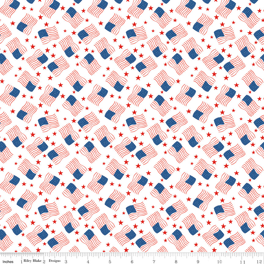 Firecracker White Flags Yardage by My Mind's Eye for Riley Blake Designs