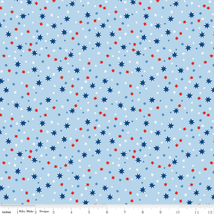 Firecracker Frost Stars Yardage by My Mind's Eye for Riley Blake Designs