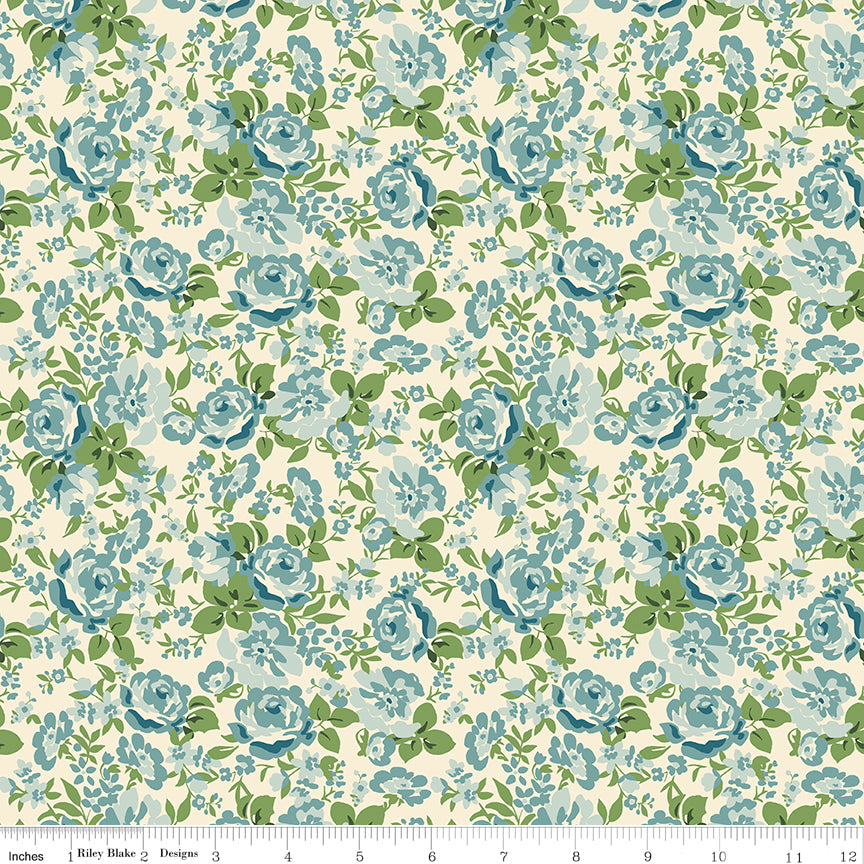Cowgirl Blue Floral Yardage by Echo Park Paper Co. for Riley Blake Designs