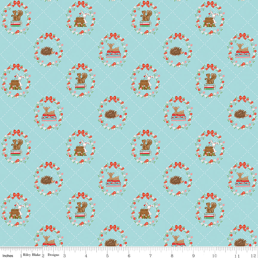 Whimsical Woodland Aqua Animals Yardage by Tasha Noel for Riley Blake Designs