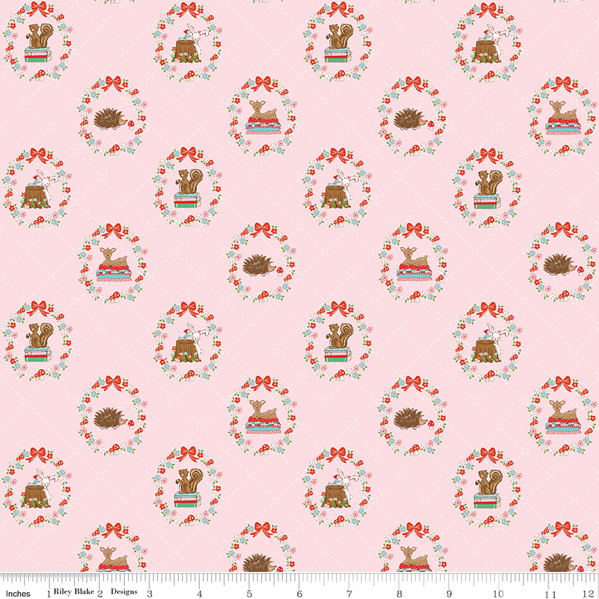 Whimsical Woodland Pink Animals Yardage by Tasha Noel for Riley Blake Designs