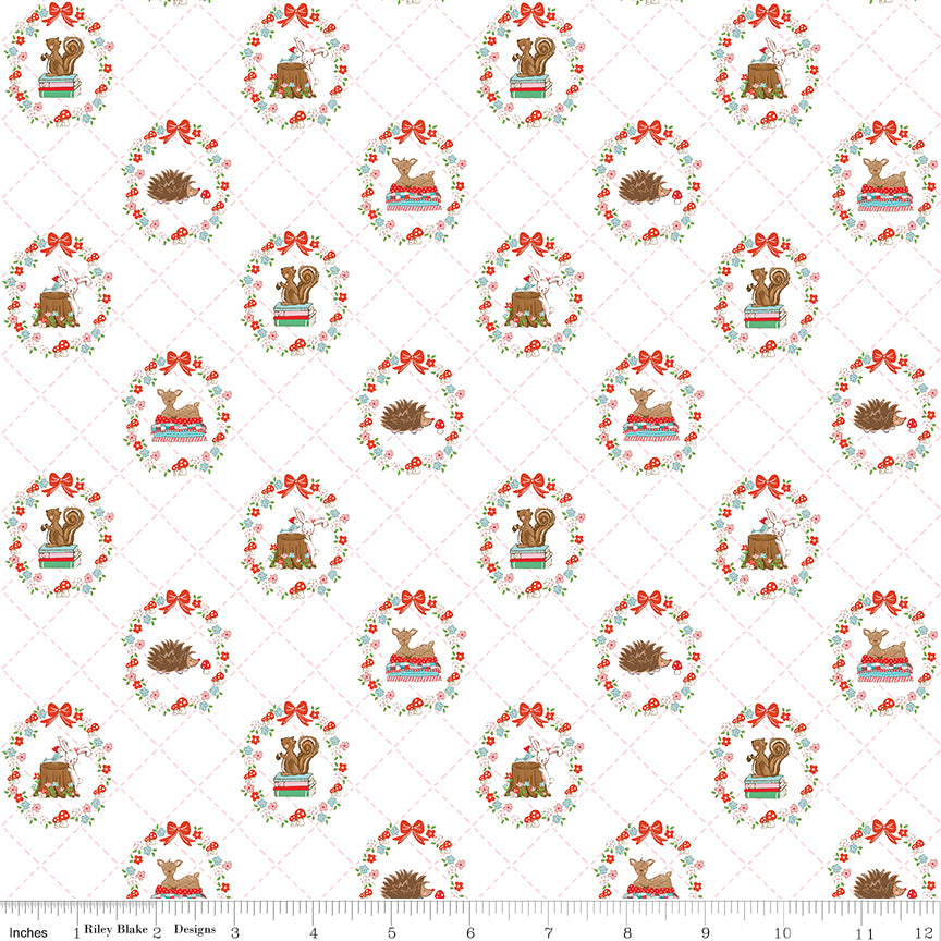 Whimsical Woodland White Animals Yardage by Tasha Noel for Riley Blake Designs