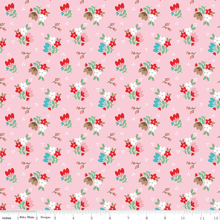 Whimsical Woodland Pink Floral Yardage by Tasha Noel for Riley Blake Designs