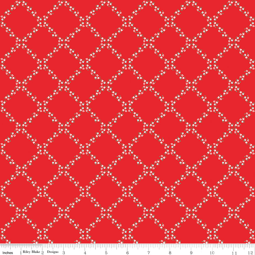 Whimsical Woodland Red Lattice Yardage by Tasha Noel for Riley Blake Designs