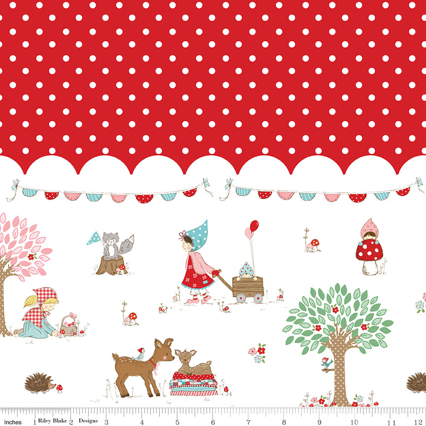 Whimsical Woodland Red Border Print Yardage by Tasha Noel for Riley Blake Designs