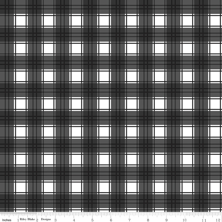 Evergreen Wishes Black Plaid Yardage by Traci Reed for Riley Blake Designs