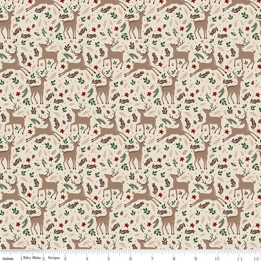 Christmas Time Linen Deer Yardage by Dani Mogstad for Riley Blake Designs