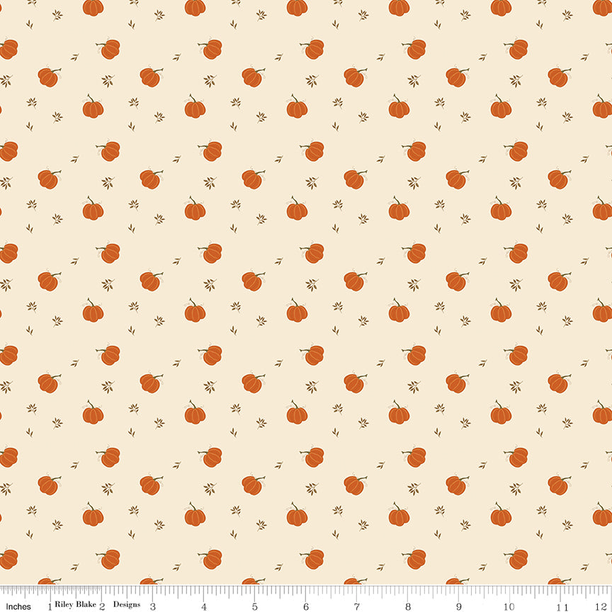 Bountiful Cream Pumpkins Yardage by Sandy Gervais for Riley Blake Designs