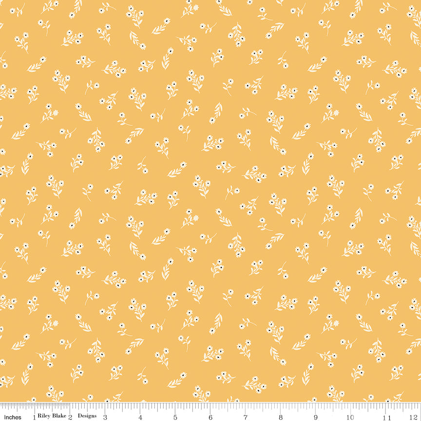 Lil' Farm Friends Marigold Posies Yardage by Kelsey Carlson for Riley Blake Designs