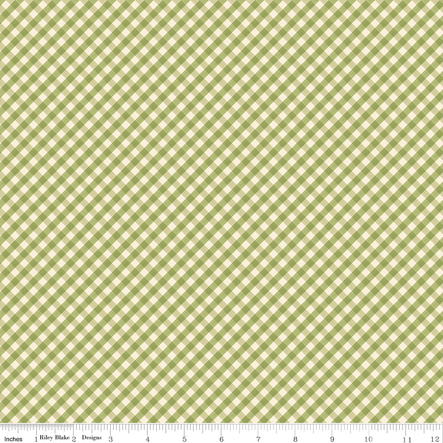 Lil' Farm Friends Green Gingham Yardage by Kelsey Carlson for Riley Blake Designs