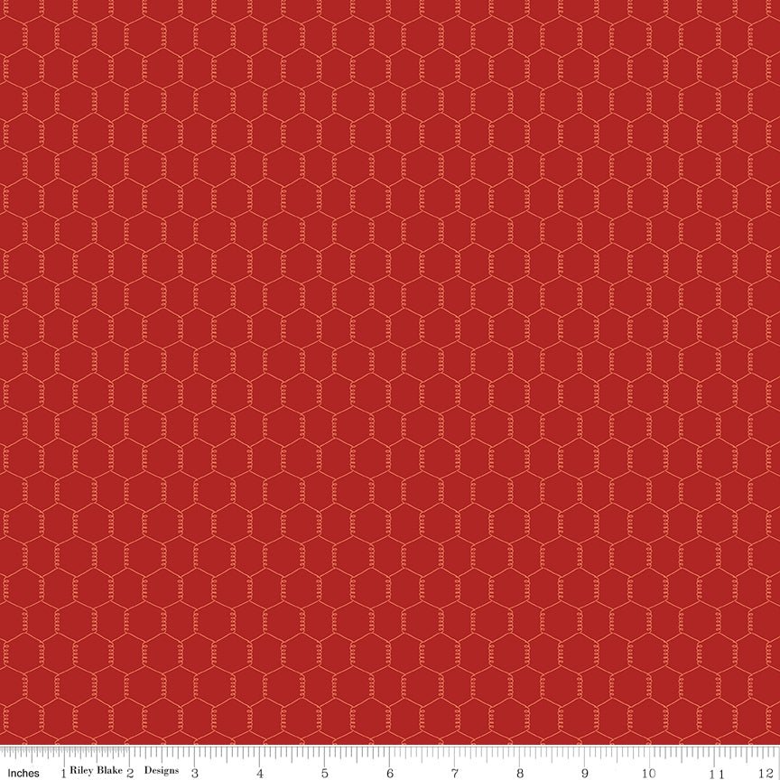 Lil' Farm Friends Red Chicken Wire Yardage by Kelsey Carlson for Riley Blake Designs