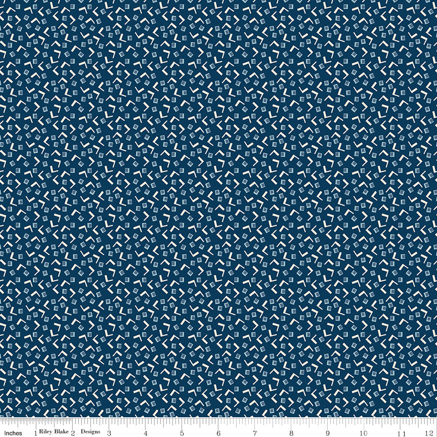 Denim & Daisy Oxford Blue Tiny Squares Yardage by Lori Holt for Riley Blake Designs