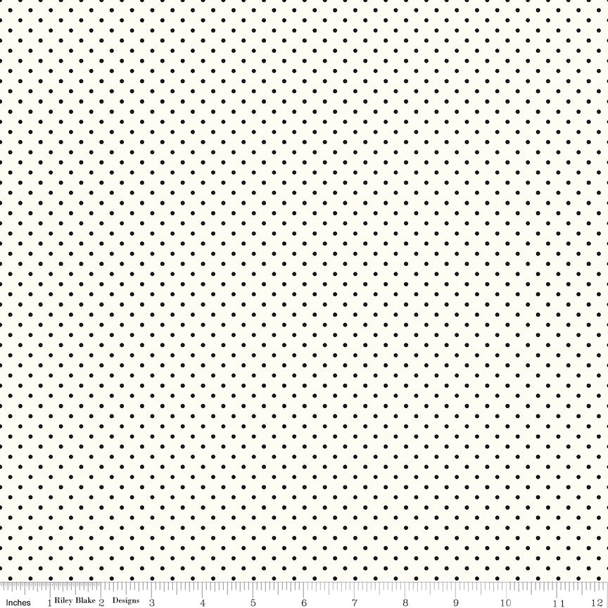 Le Creme Black Swiss Dot Yardage by Riley Blake Designs