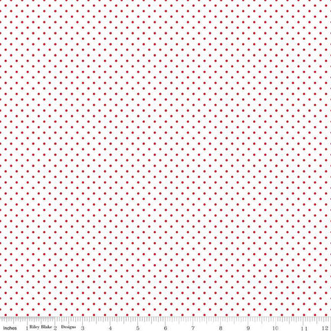 Swiss Dot Red on White Yardage by Riley Blake Designs