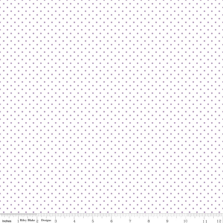 Swiss Dot Lavender on White Yardage by Riley Blake Designs