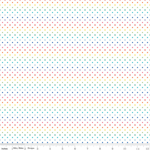 Swiss Dot Rainbow on White Yardage by Riley Blake Designs