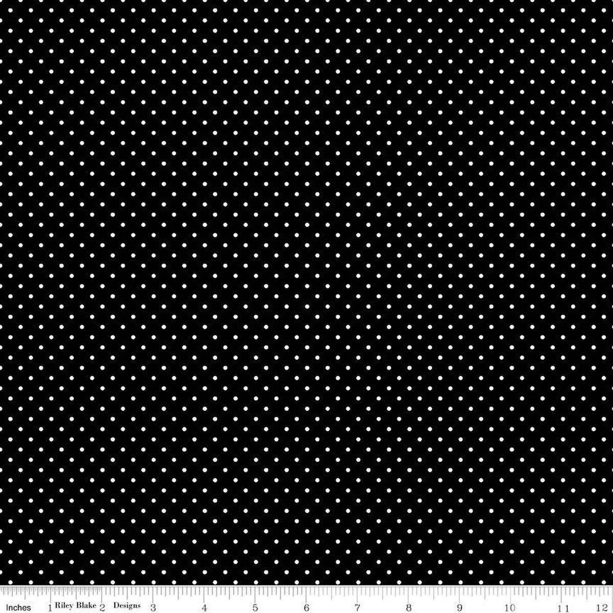 Swiss Dot White on Black Yardage by Riley Blake Designs