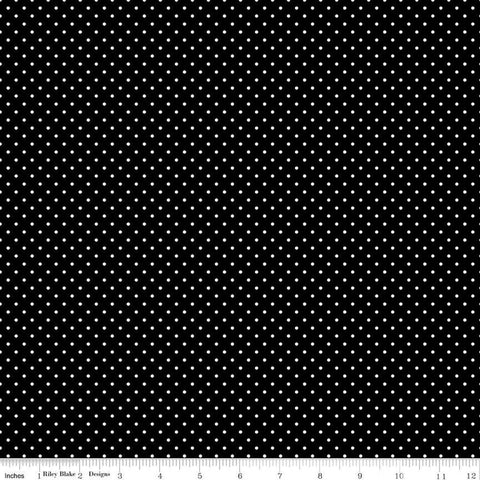 Swiss Dot White on Black Yardage by Riley Blake Designs