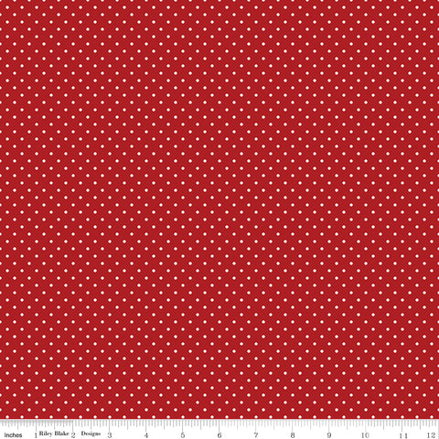 Swiss Dot White on Barn Red Yardage by Riley Blake Designs