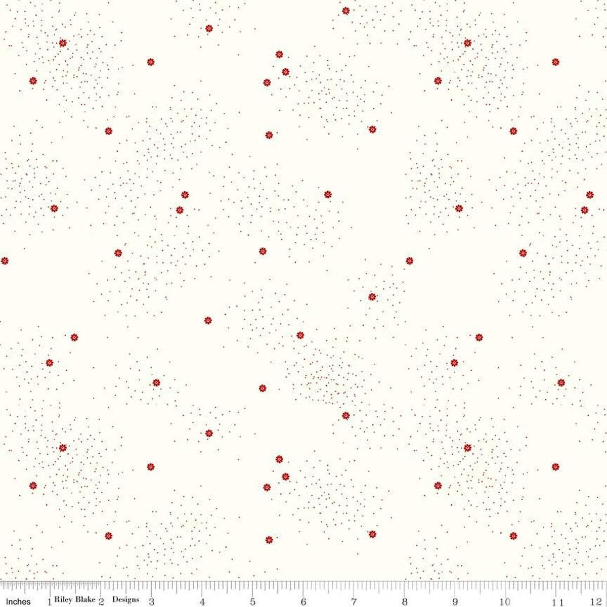 Dainty Daisy Cloud Barn Red Yardage by Beverly McCullough for Riley Blake Designs