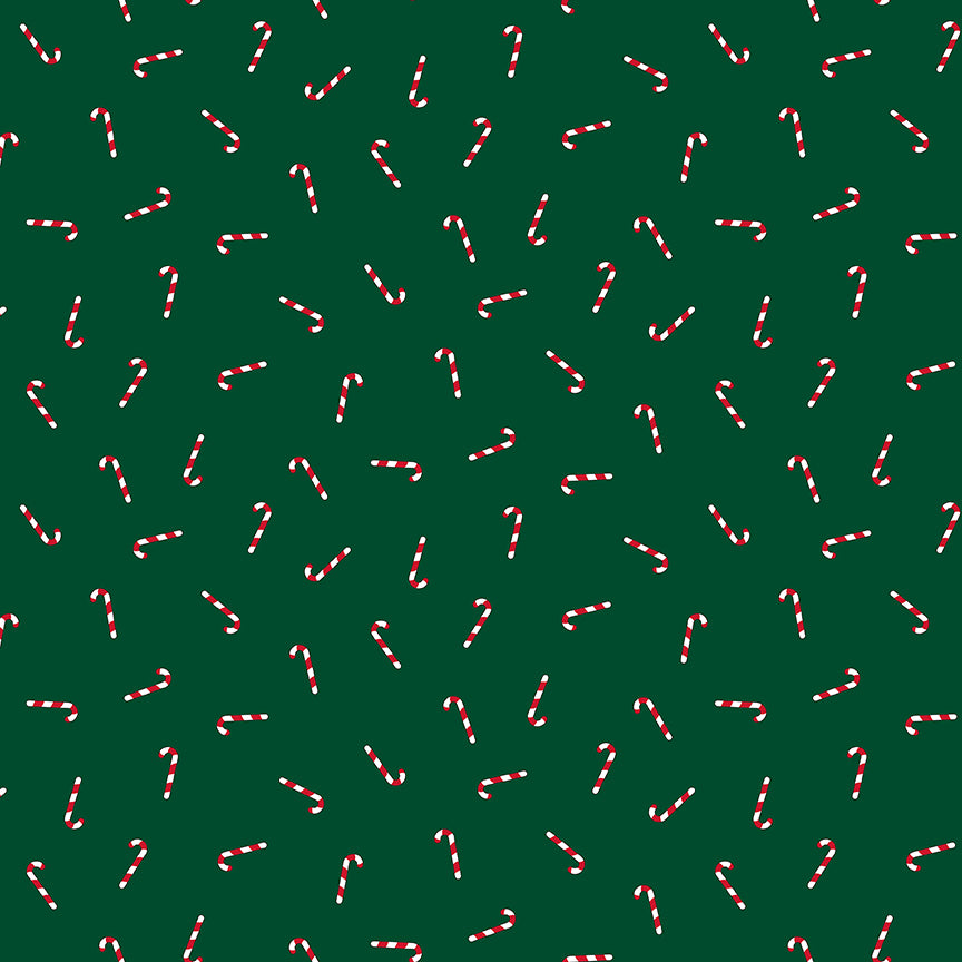 Seasonal Basics Green Candy Canes Yardage by Christopher Thompson for Riley Blake Designs