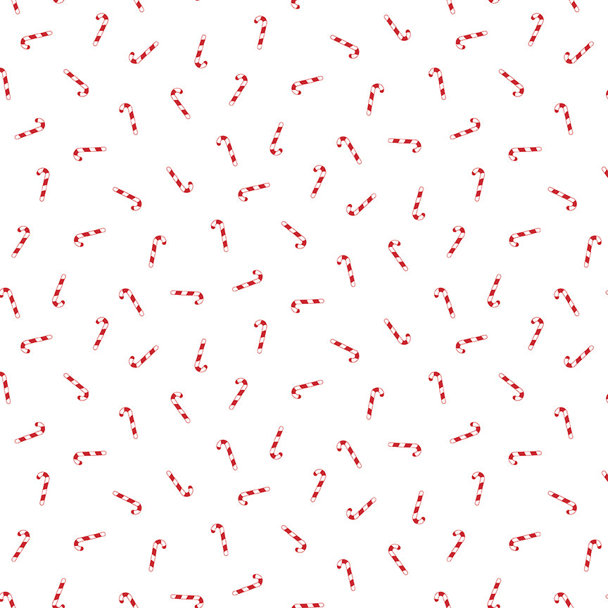 Seasonal Basics White Candy Canes Yardage by Christopher Thompson for Riley Blake Designs