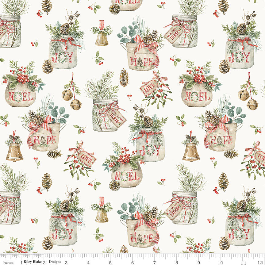 Holiday Spirit Cream Main Yardage by Lisa Audit for Riley Blake Designs
