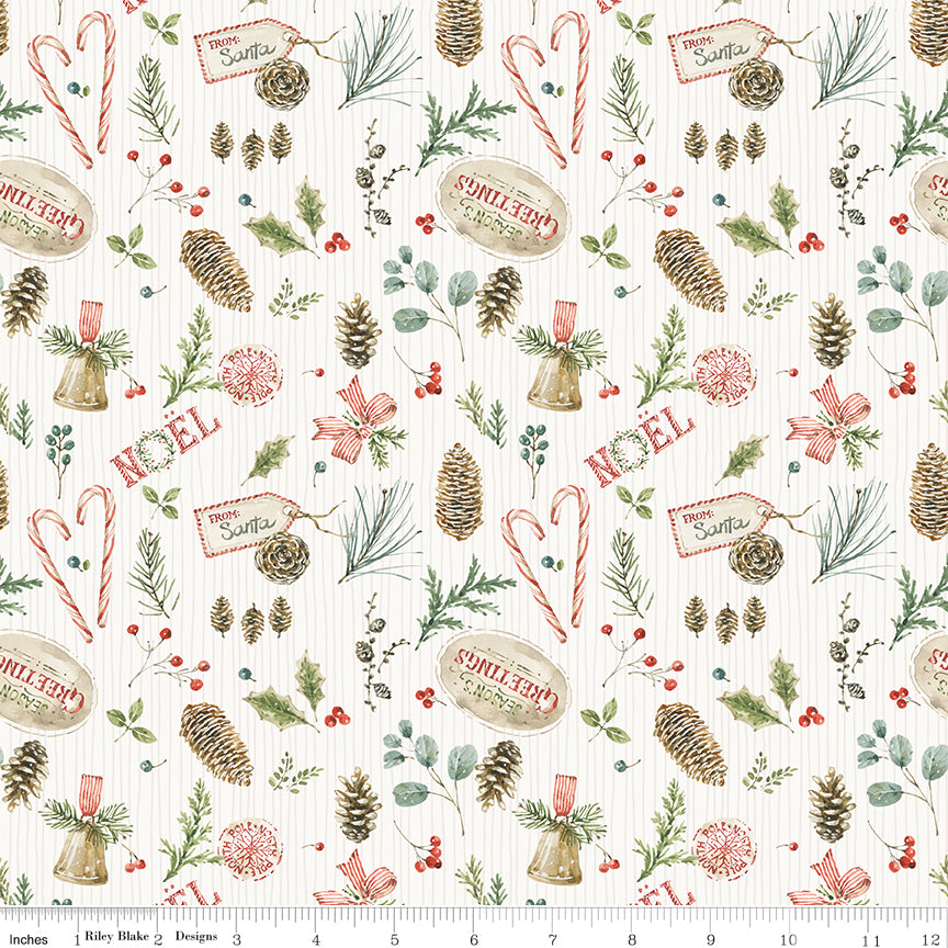 Holiday Spirit Cream Christmas Toss Yardage by Lisa Audit for Riley Blake Designs