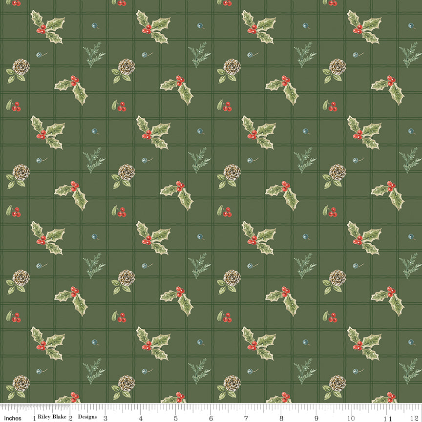 Holiday Spirit Green Holly Yardage by Lisa Audit for Riley Blake Designs