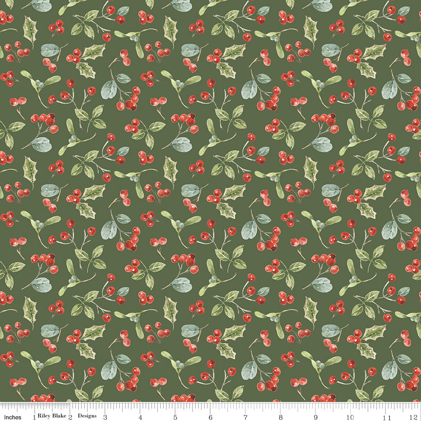 Holiday Spirit Green Berries Yardage by Lisa Audit for Riley Blake Designs