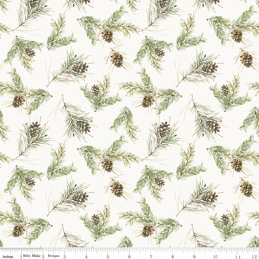 Holiday Spirit Cream Pinecones Yardage by Lisa Audit for Riley Blake Designs