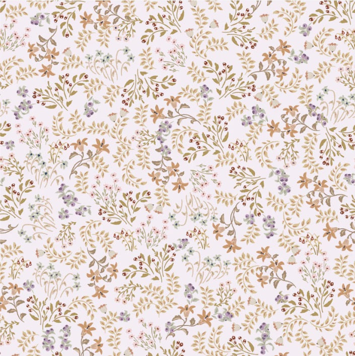 My Darling Deer Soft Plum Wildflower Yardage by Michal Marko for Poppie Cotton Fabrics