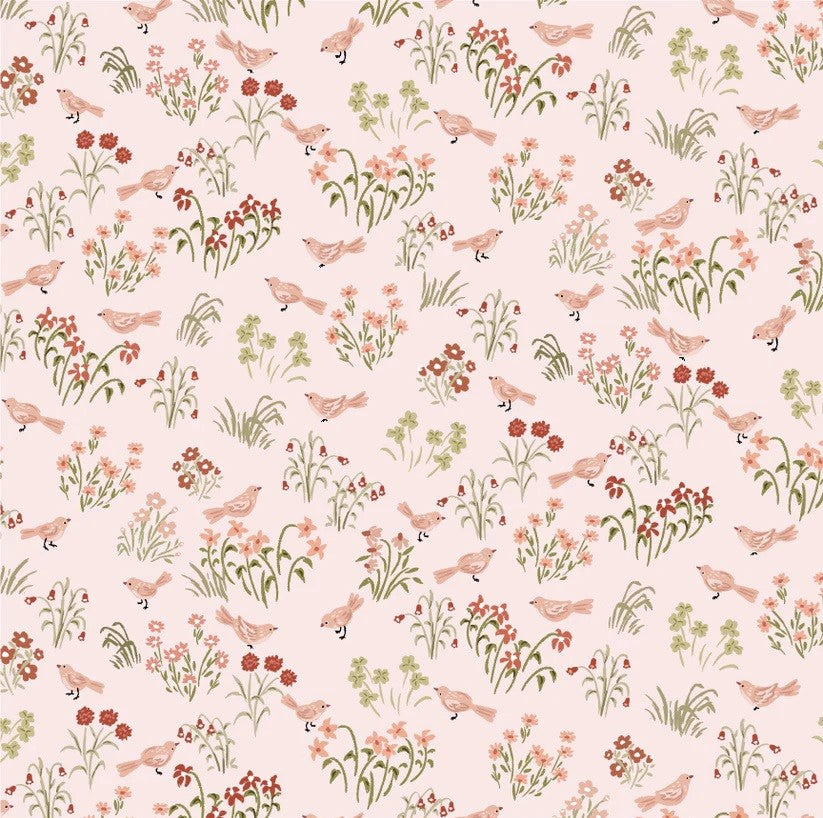 My Darling Deer Blush Little Bird Yardage by Michal Marko for Poppie Cotton Fabrics
