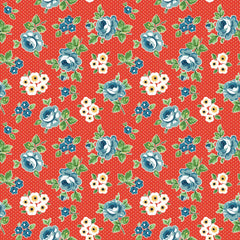 Flower Market Red Hand Picked Yardage by Elea Lutz for Poppie Cotton Fabrics