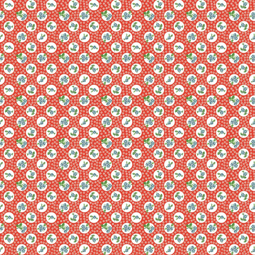 Flower Market Red Pocket Posies Yardage by Elea Lutz for Poppie Cotton Fabrics
