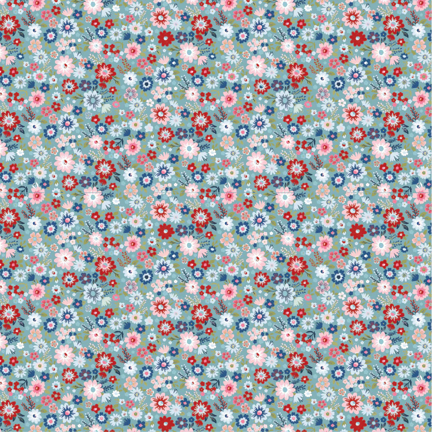 Hip Hip Hooray Liberty Blue Hooray Yardage by Lori Woods for Poppie Cotton Fabrics