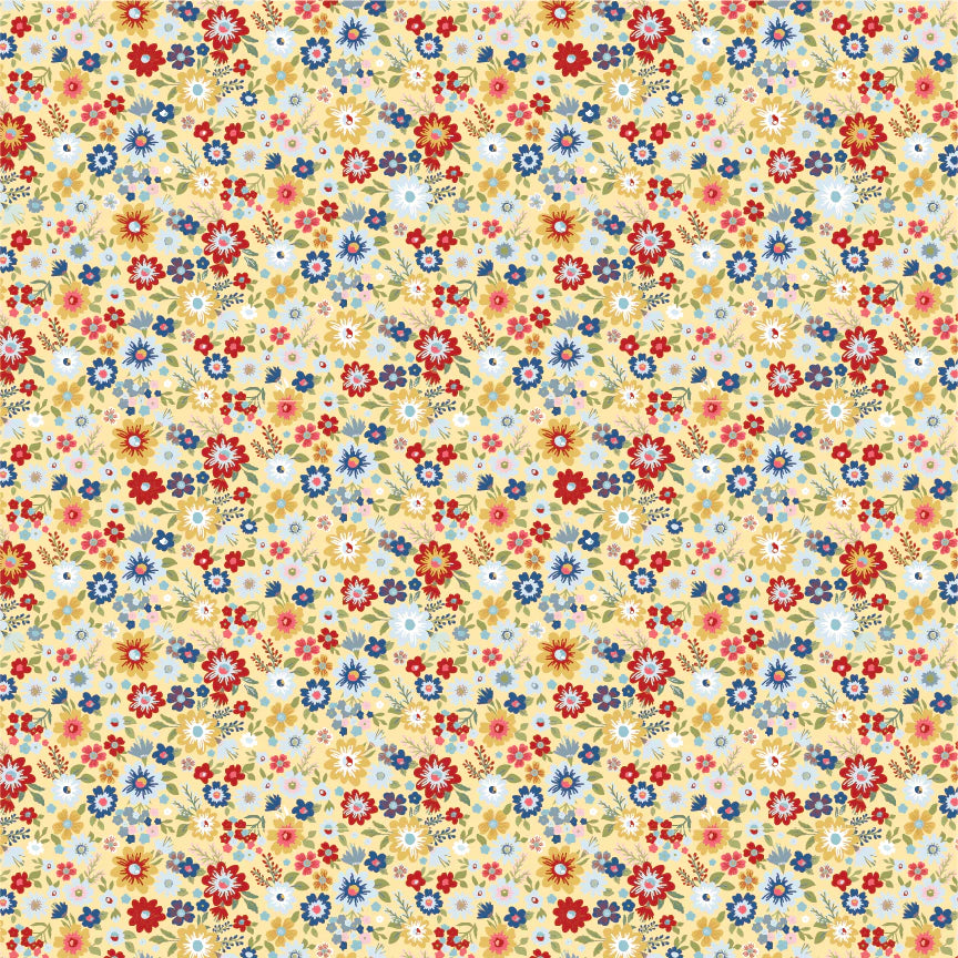 Hip Hip Hooray Liberty Yellow Hooray Yardage by Lori Woods for Poppie Cotton Fabrics