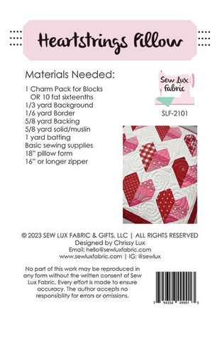 Heartstrings Pillow Pattern by Sew Lux Fabric