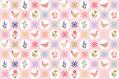 Prairie Sisters Homestead Pink Quilted Countryside Yardage by Lori Woods for Poppie Cotton Fabrics