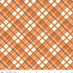 Shades Of Autumn Orange Plaid Sparkle Yardage by My Mind's Eye for Riley Blake Designs