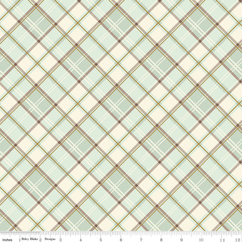 Shades Of Autumn Tea Green Plaid Sparkle Yardage by My Mind's Eye for Riley Blake Designs