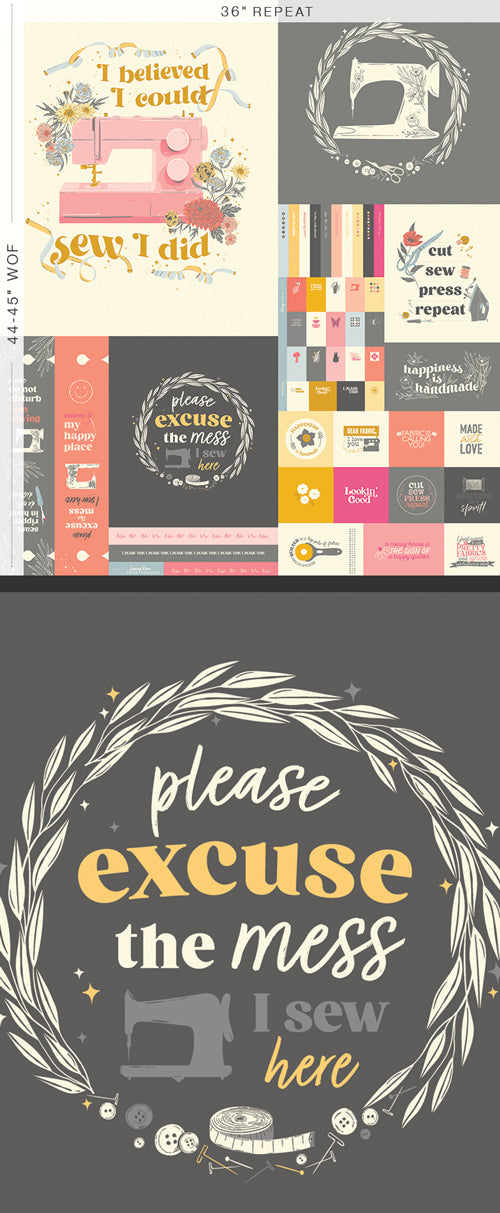 Sew Obsessed Happiness is Handmade Panel by AGF Studio for Art Gallery Fabrics