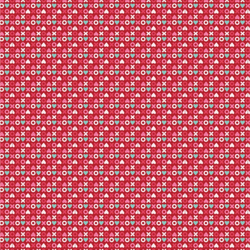Smitten Chicken Red Xoxo Yardage by Lori Woods for Poppie Cotton Fabrics