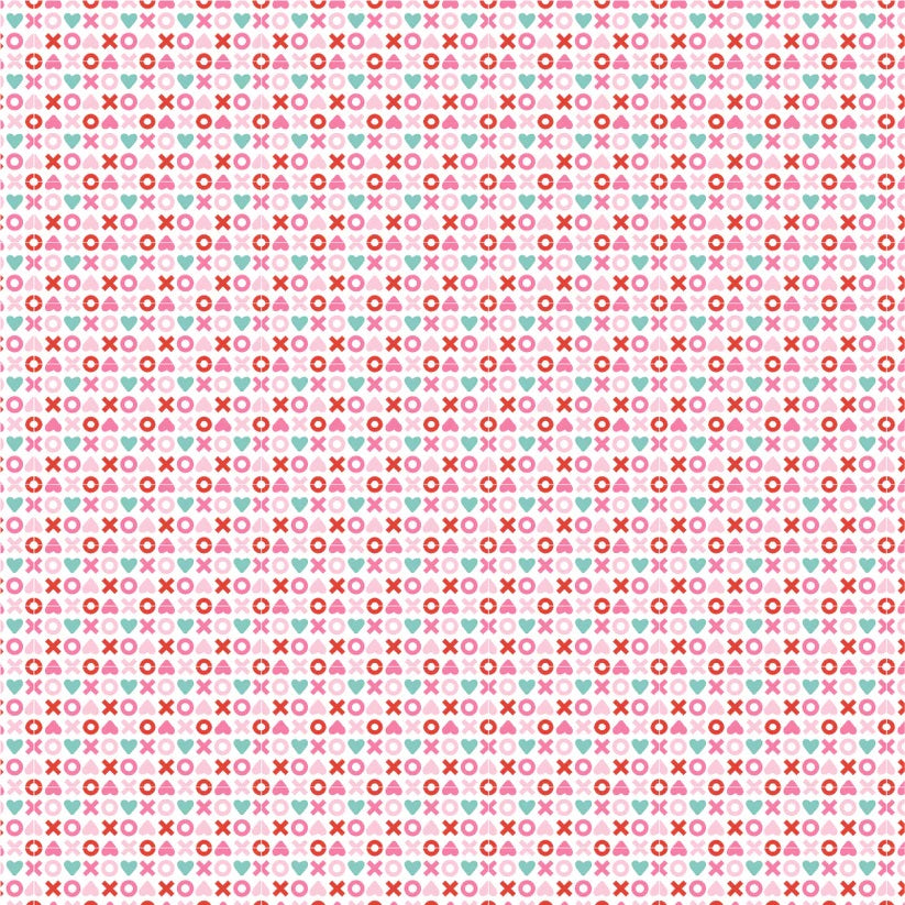 Smitten Chicken White Xoxo Yardage by Lori Woods for Poppie Cotton Fabrics