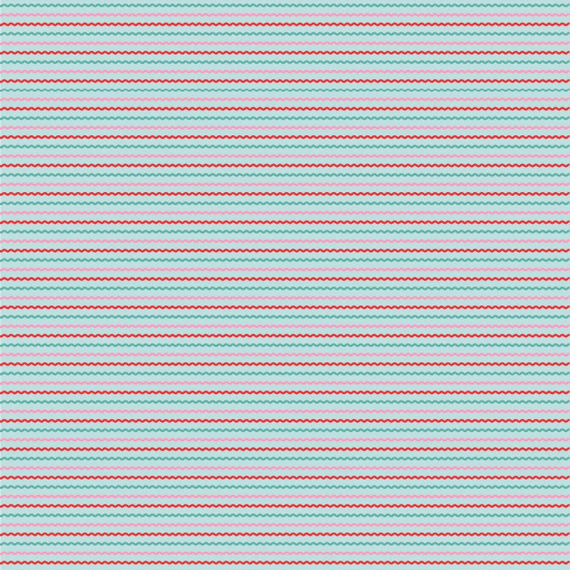Smitten Chicken Aqua Ric Rac Yardage by Lori Woods for Poppie Cotton Fabrics