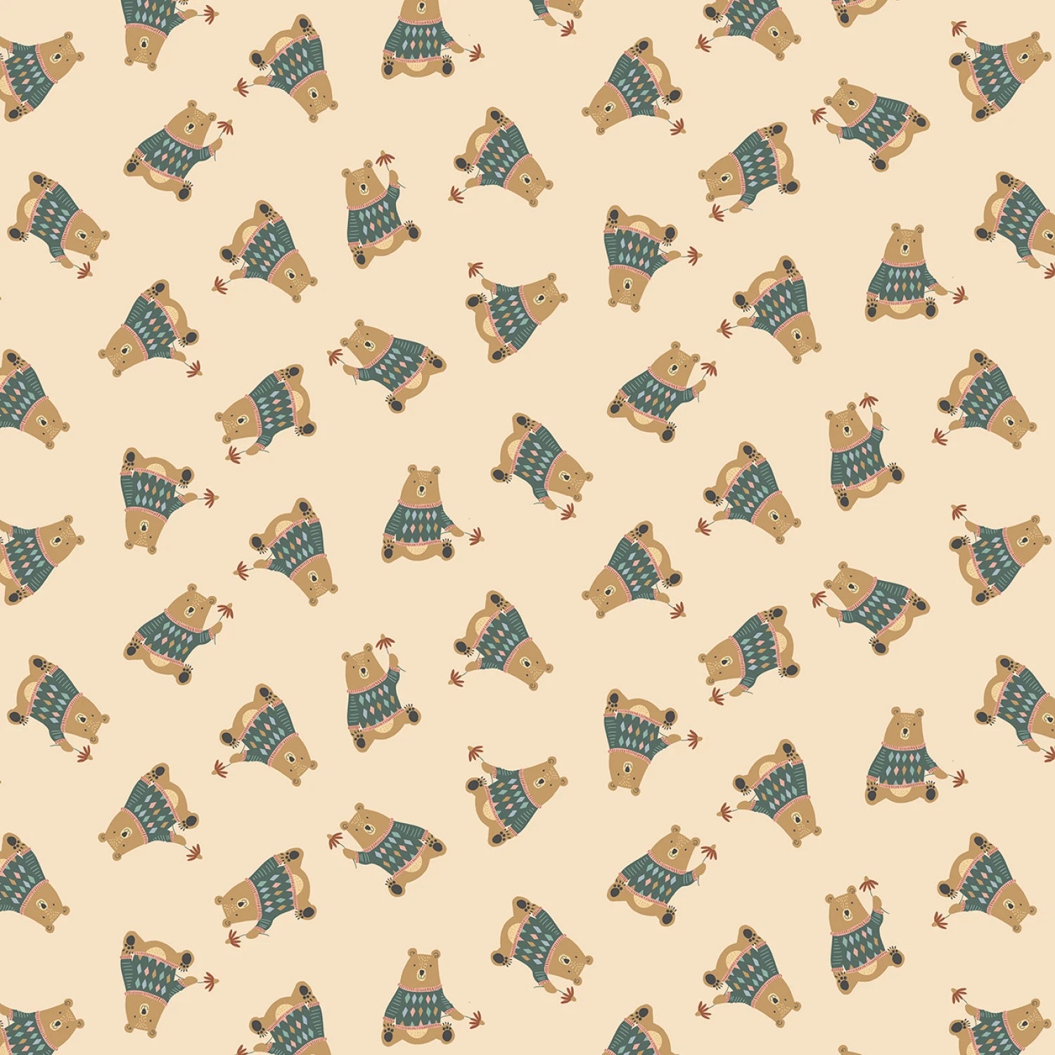 Alphabet City Almond Bear Minimum Yardage by Dear Stella for Benartex