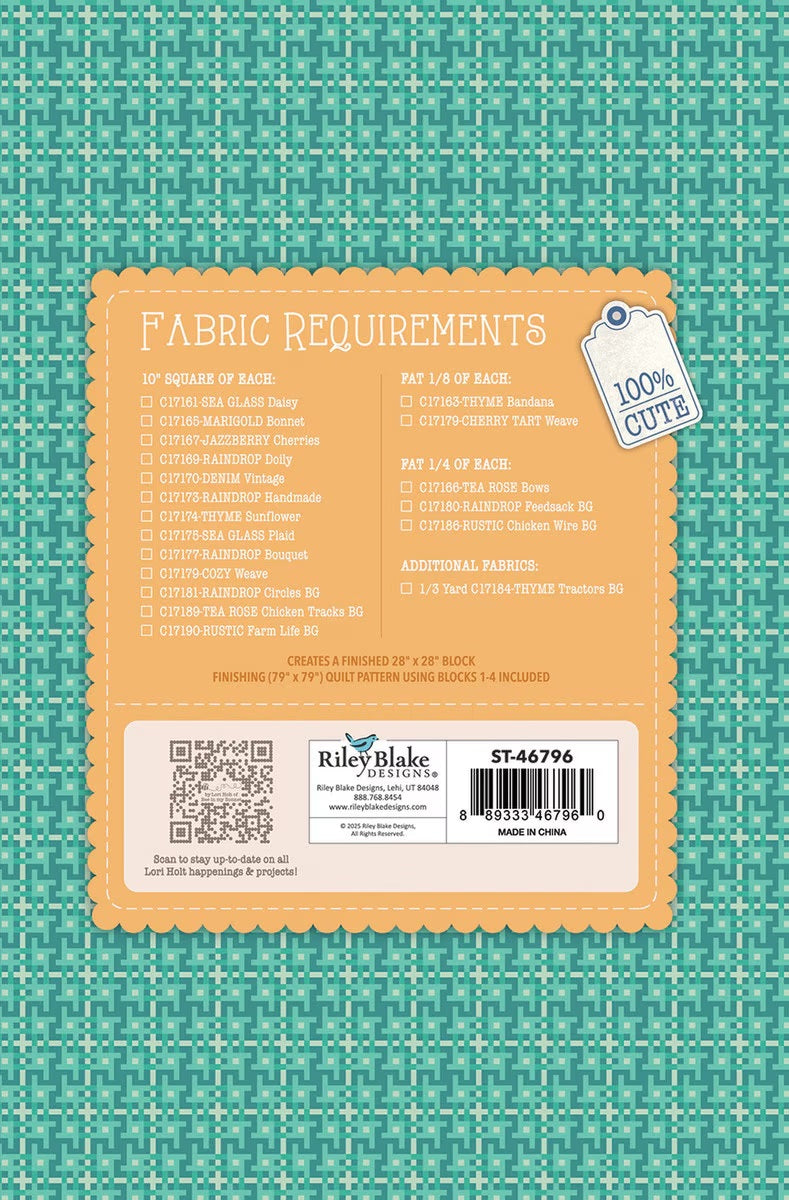 Farmer's Daughter Winter Barn Quilt Seeds Pattern by Lori Holt of Bee in my Bonnet