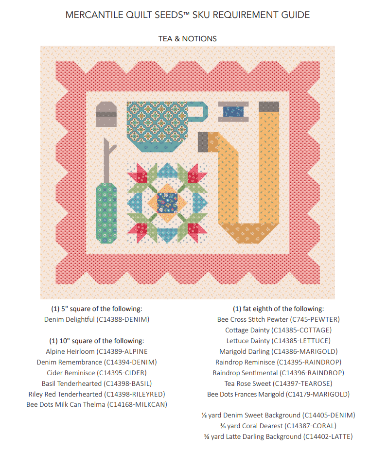 Mercantile Tea & Notions Quilt Seeds Pattern by Lori Holt of Bee in my Bonnet