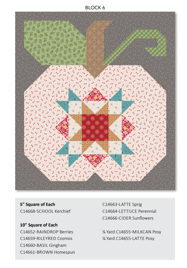 Autumn Quilt Seeds Pumpkin #6 Pattern by Lori Holt of Bee in my Bonnet