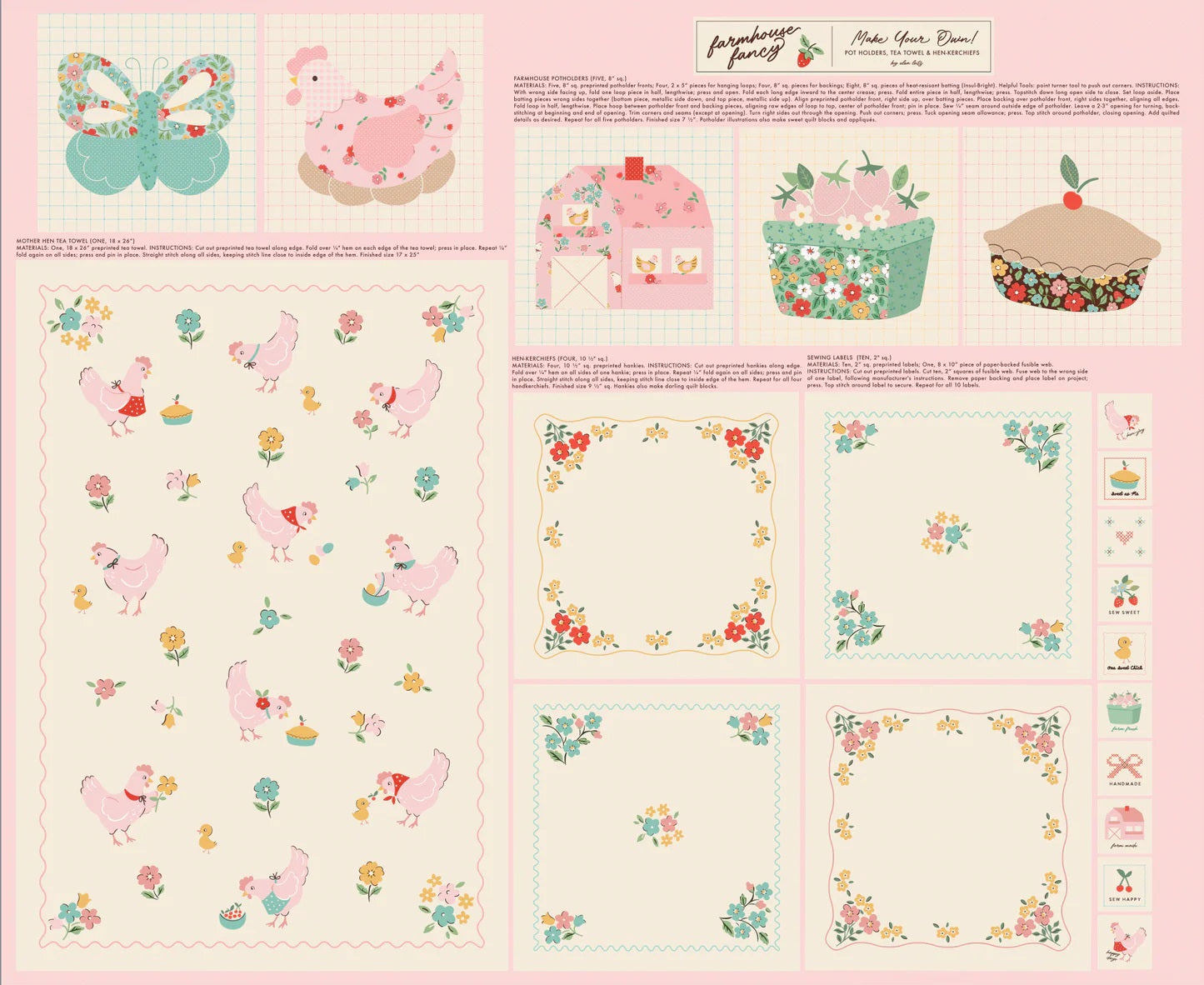 Farmhouse Fancy Tea Towel Project Panel Yardage by Elea Lutz for Poppie Cotton Fabrics